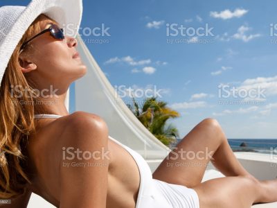 woman in a swimsuit on the sand